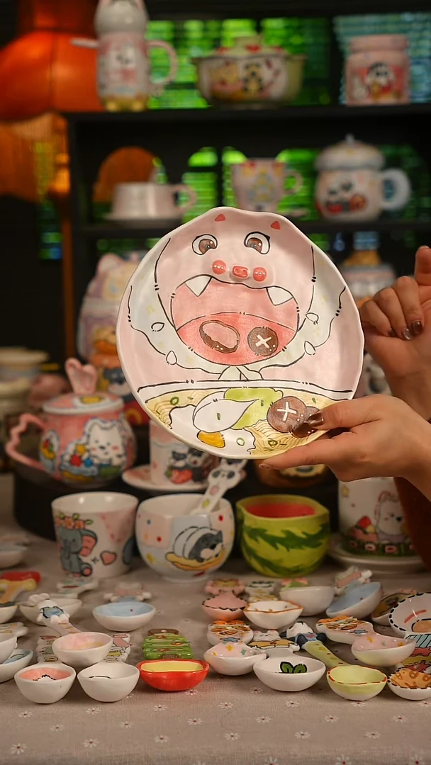 陶瓷无盖款景德镇高温釉下彩纯手绘创意瓷