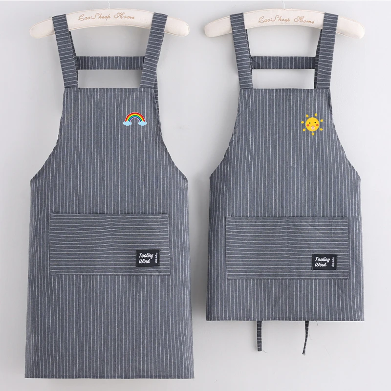 棉布短款围裙夏季薄款厨房家用做饭防污透气小个子工作服耐脏围腰