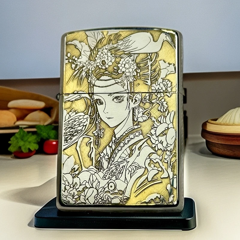 典藏刀款花旦精雕超薄透明仓防风创意打火机