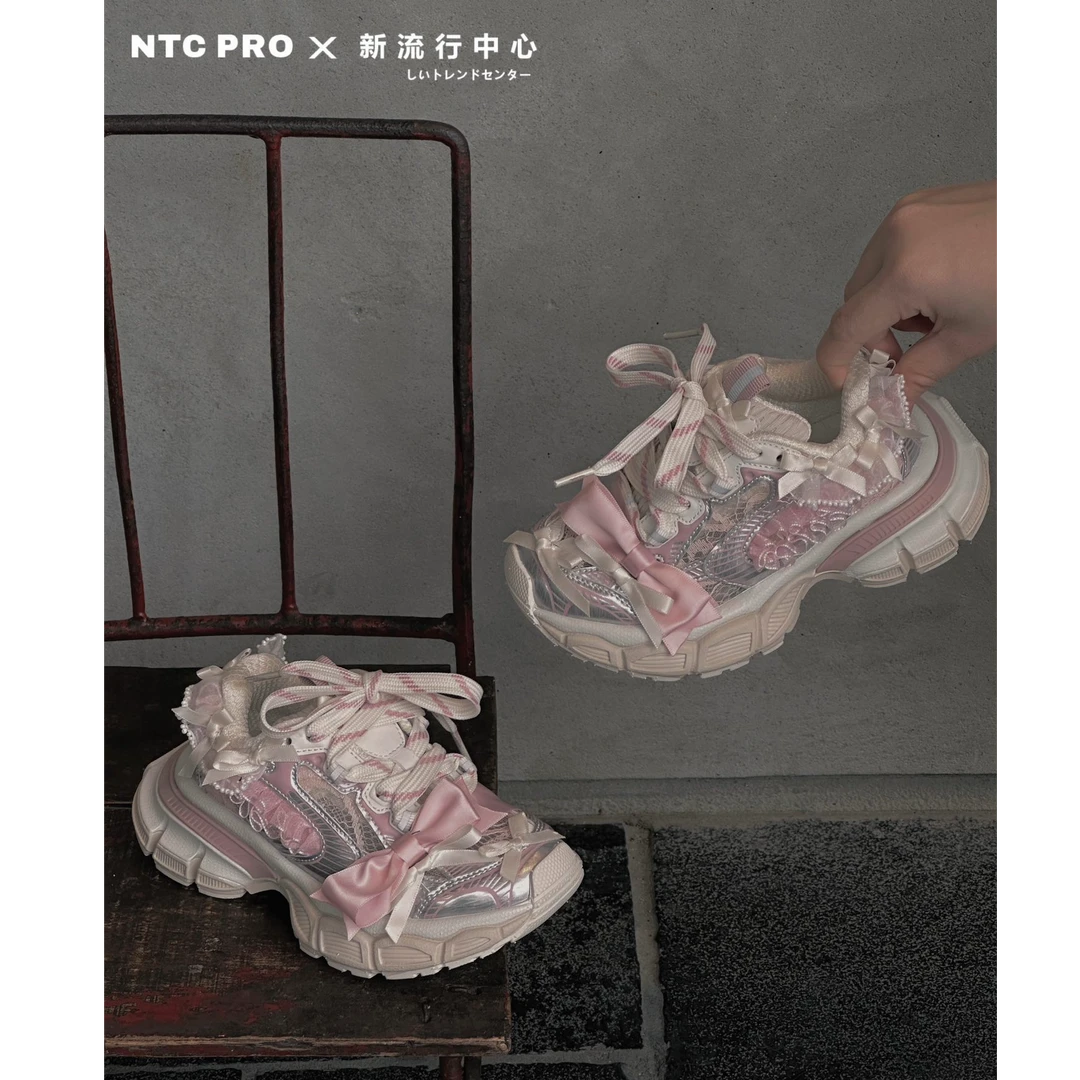 【haobaby童鞋】2025FW蝴蝶结蕾丝边运动鞋8508