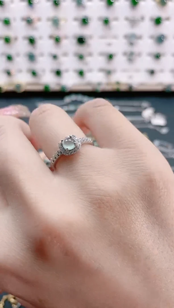 【闪购商品】翡翠戒指银S925镶嵌天然翡翠