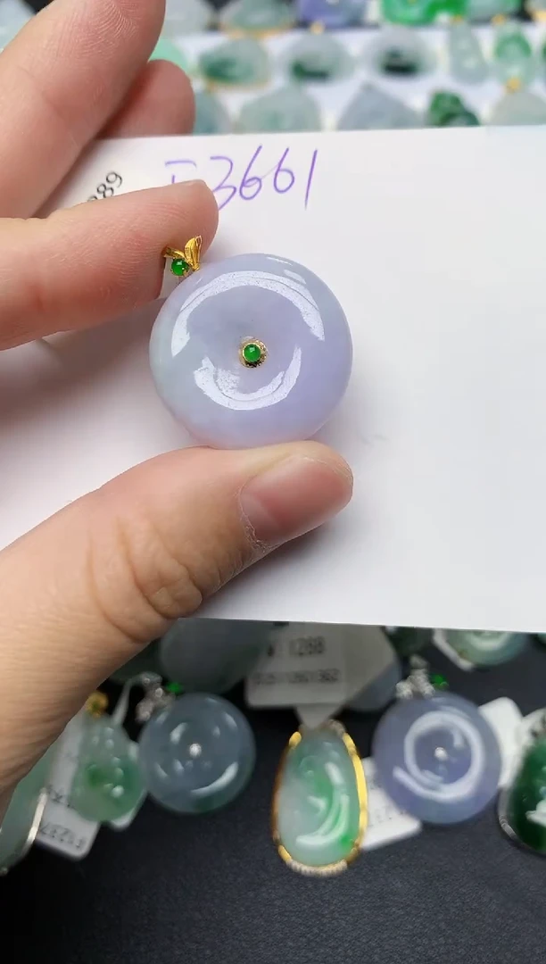 颈饰18K金镶嵌翡翠天然缅甸A货翡翠百元以上9元证书费自理