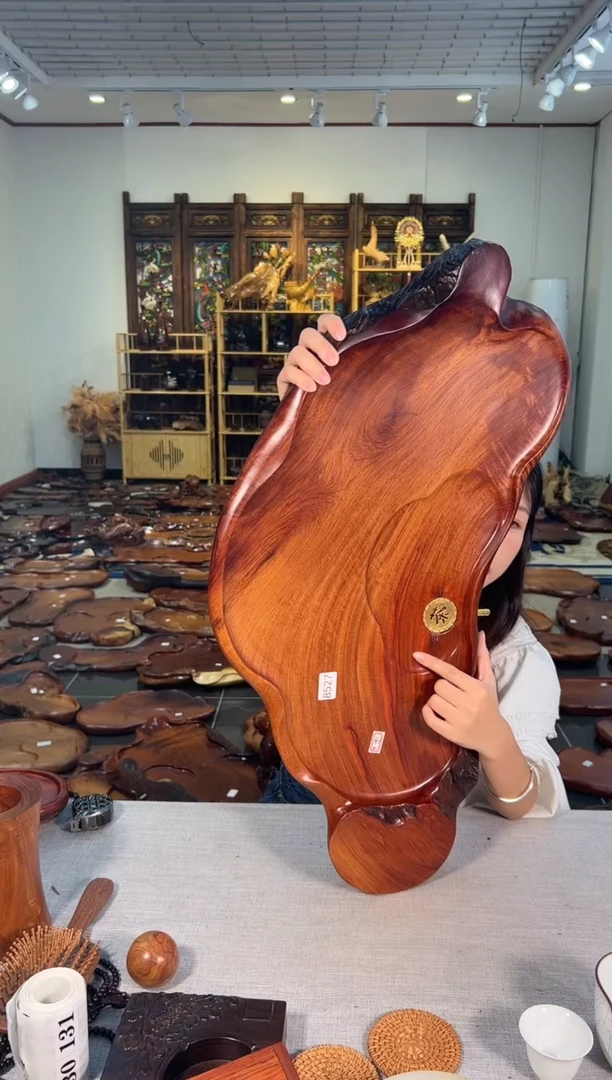 【闪购商品】大果紫檀（缅甸花梨）茶盘8527