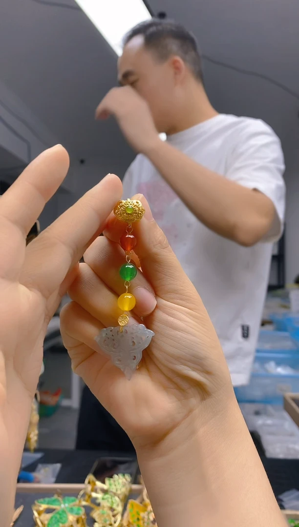 【闪购商品】翡翠耳饰合金0344翡翠压襟