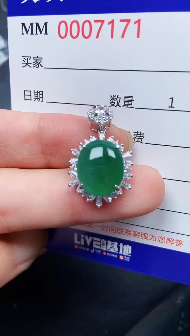 翡翠银S925镶嵌颈饰7171