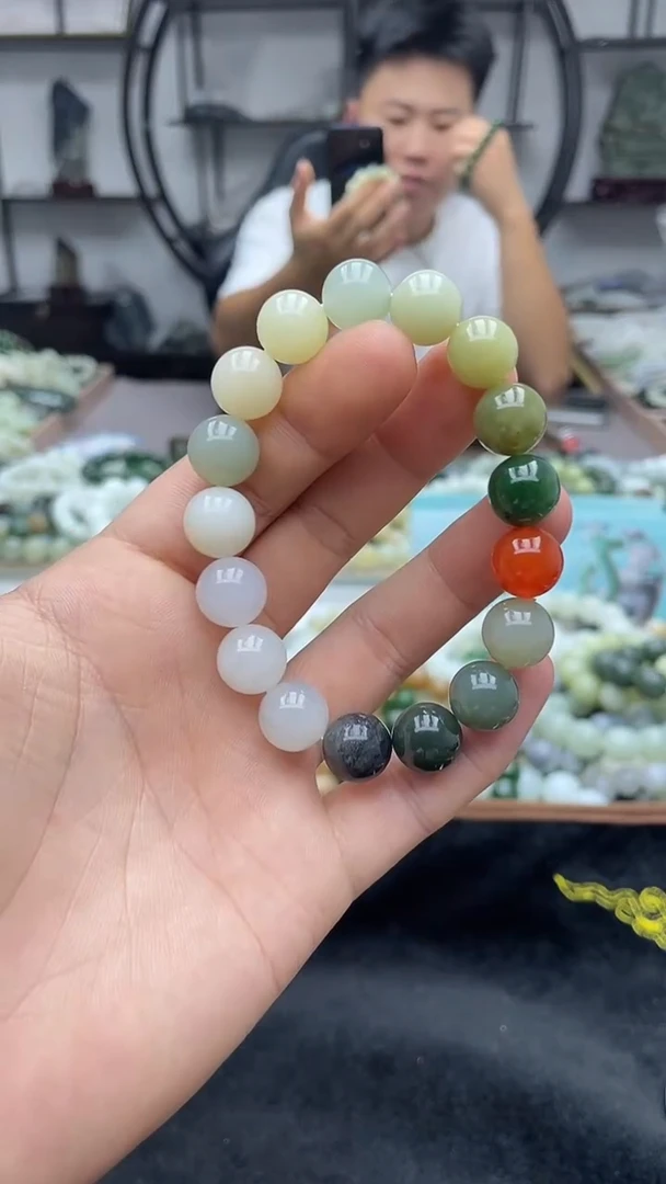 未镶嵌手串和田玉多宝12圆珠