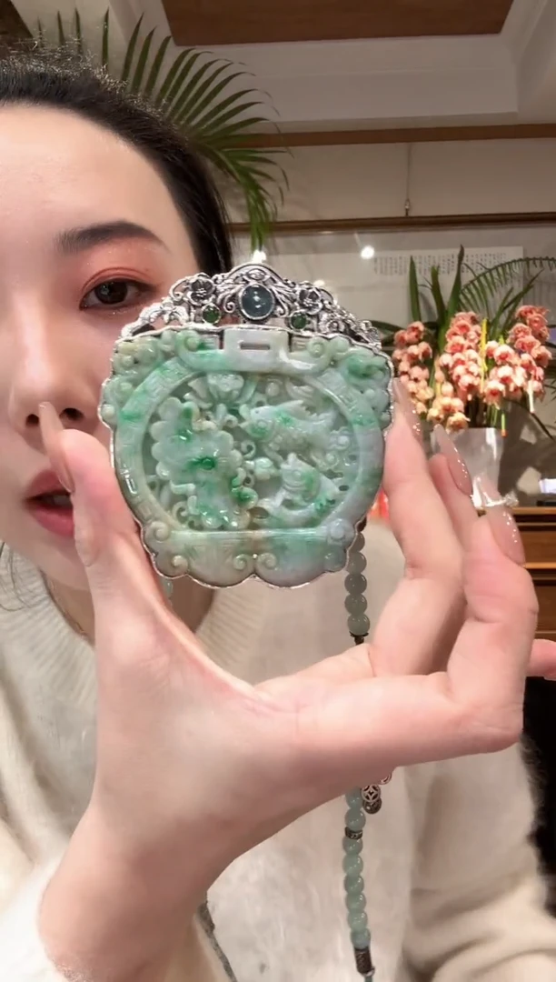 【闪购商品】翡翠颈饰银S925镶嵌国风