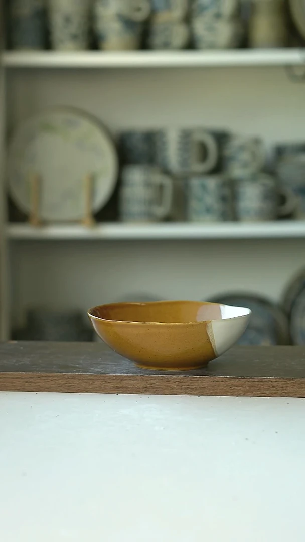 微瑕焦糖拼接色米饭碗13cm@4-2@