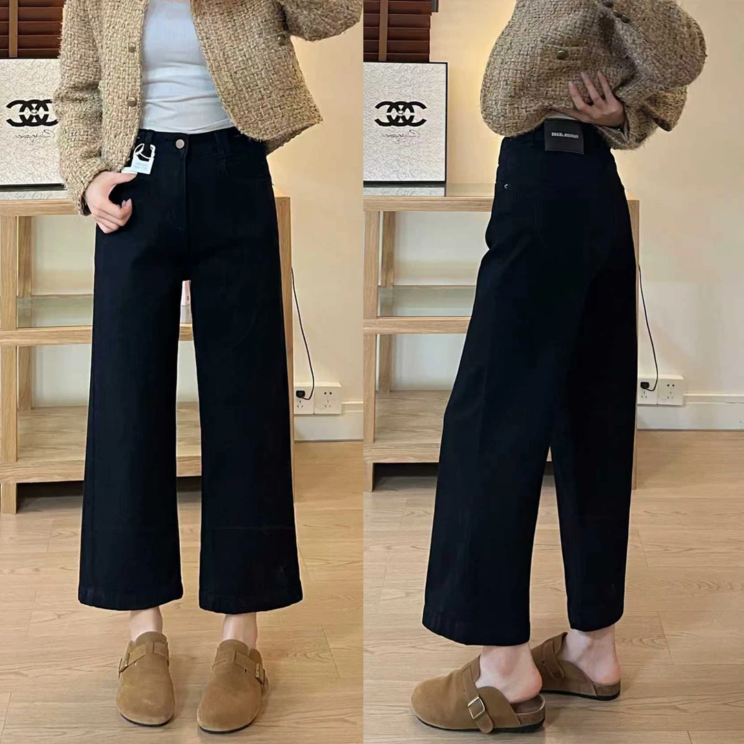 黑色直筒牛仔裤女微胖妹妹大码宽松显瘦2025年秋季新款百搭九分裤
