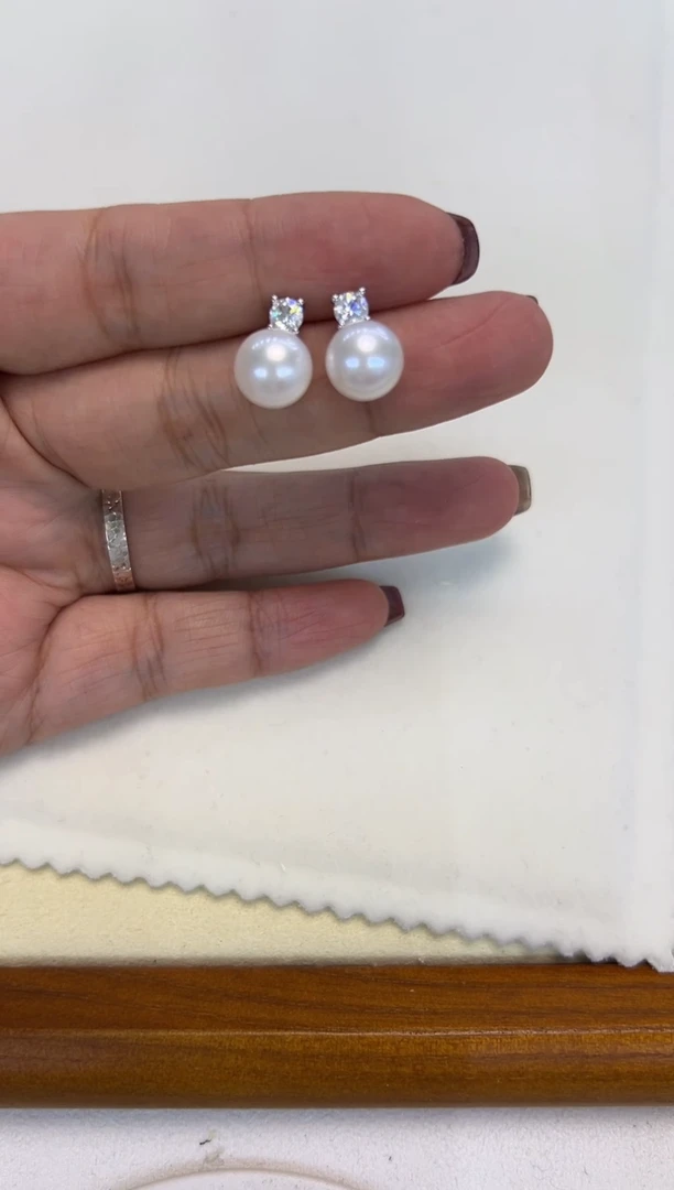 银S925镶嵌耳饰淡水珍珠戴妃耳饰