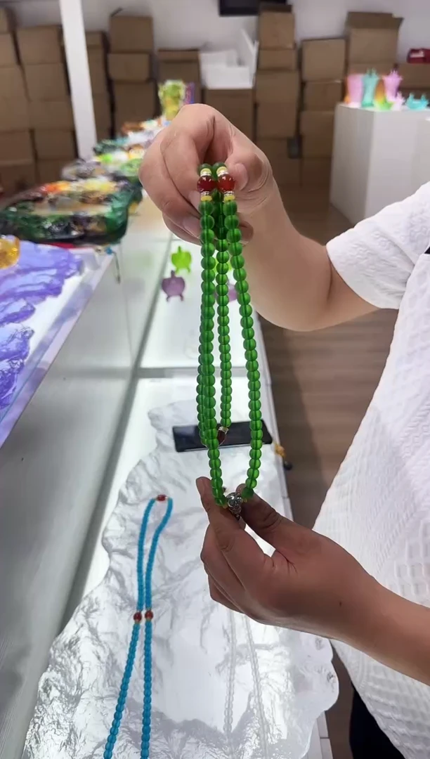 手工艺品琉璃古法琉璃绿色手串