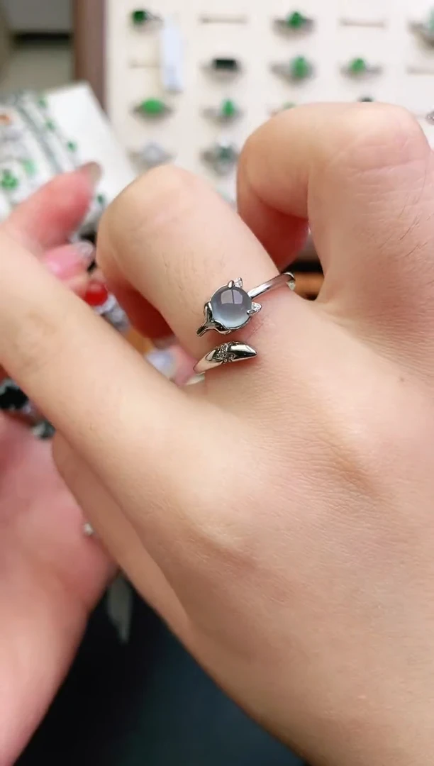 银S925镶嵌戒指翡翠0