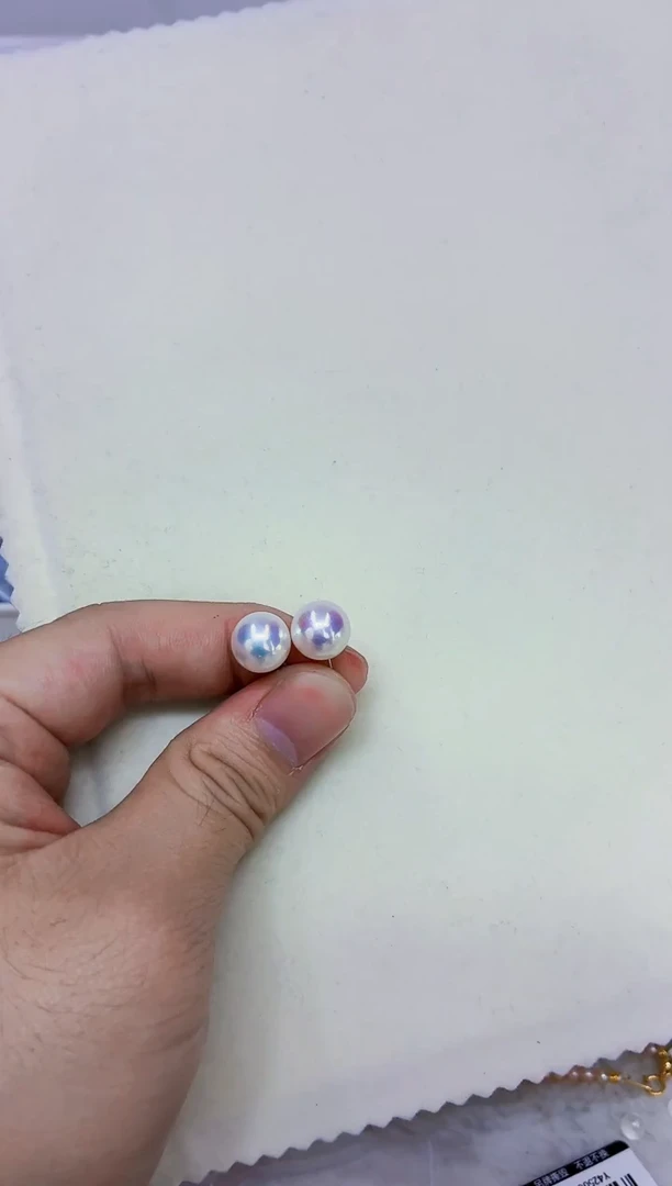 铂Pt900镶嵌DA淡水珍珠曼塔耳钉10-11 y425