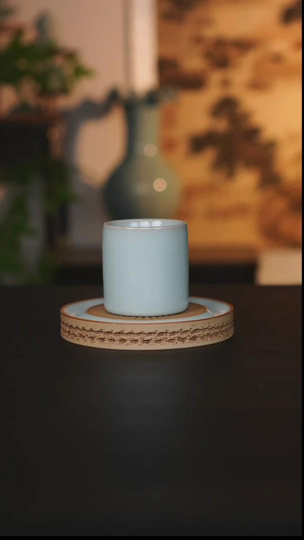 杯子瓷天熙汝瓷天青直臂杯一级