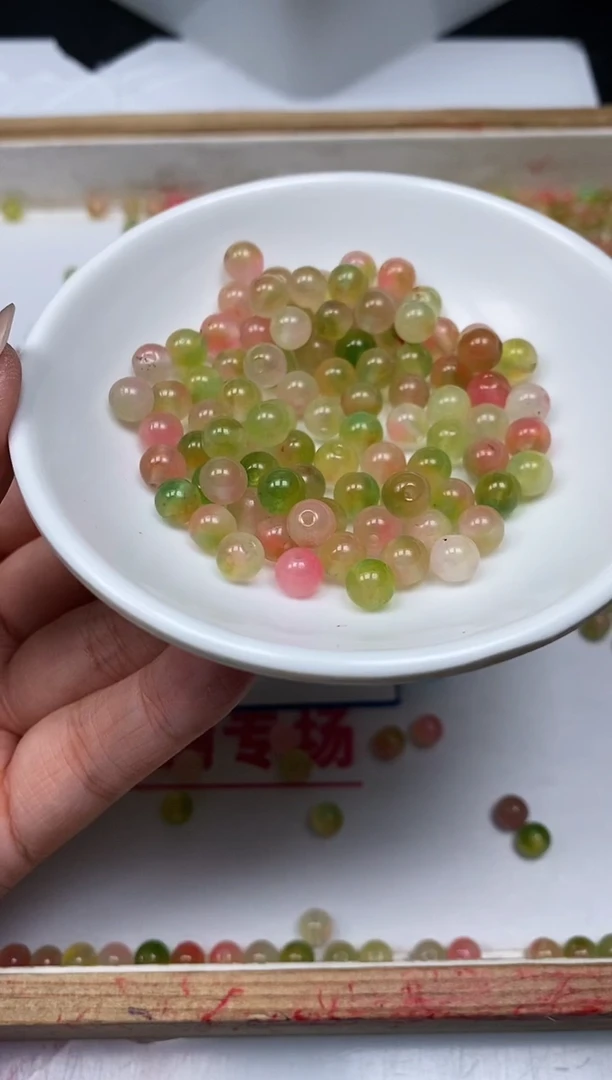 玛瑙/玉髓散珠未镶嵌C710 蜜桃盐 源6mm50个9.9元