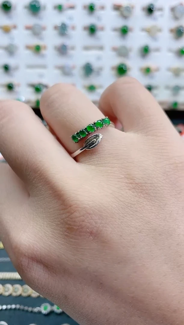 银S925镶嵌戒指翡翠天然翡翠