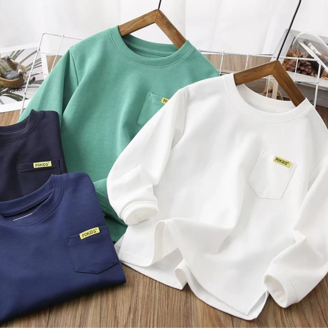 儿童童装春季休闲打底衫男童中大童简约百搭长袖T恤-pd-22qs04