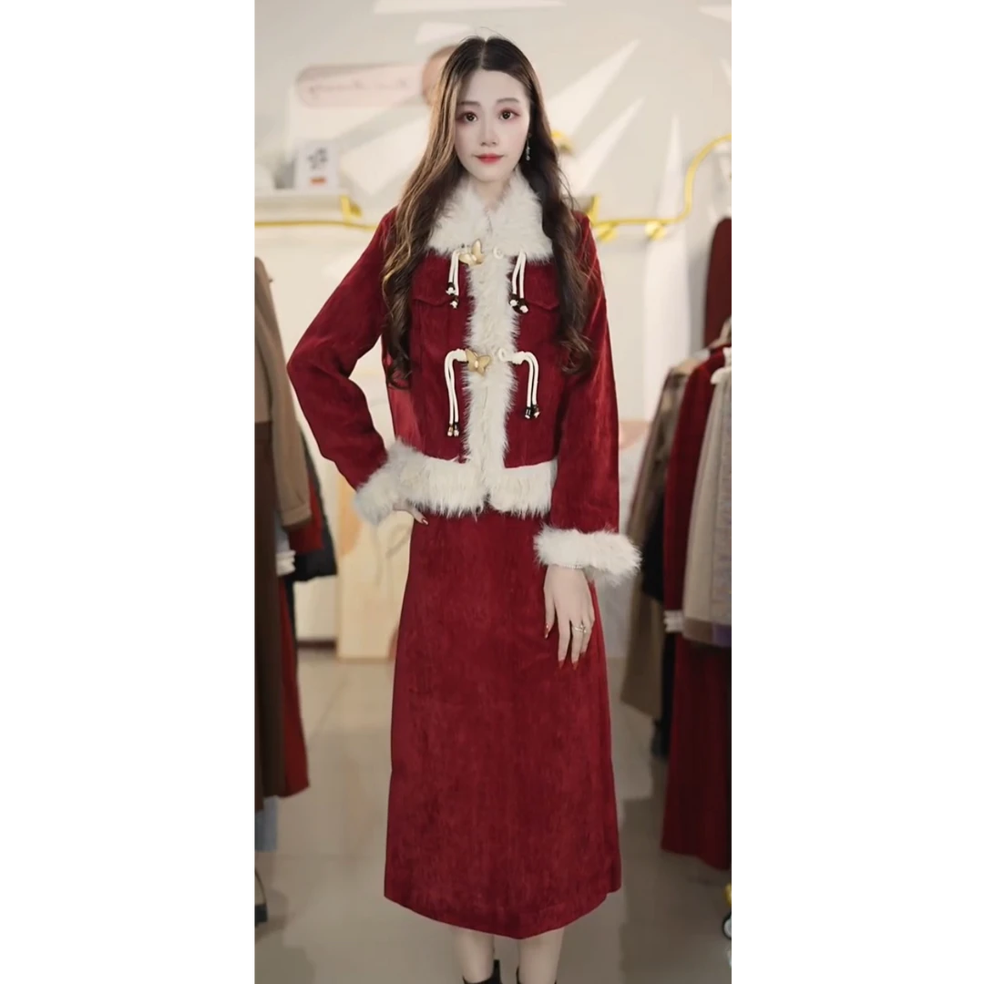 新中式国风套装裙2025秋冬新款小香风外套裙子气质两件套Y119116
