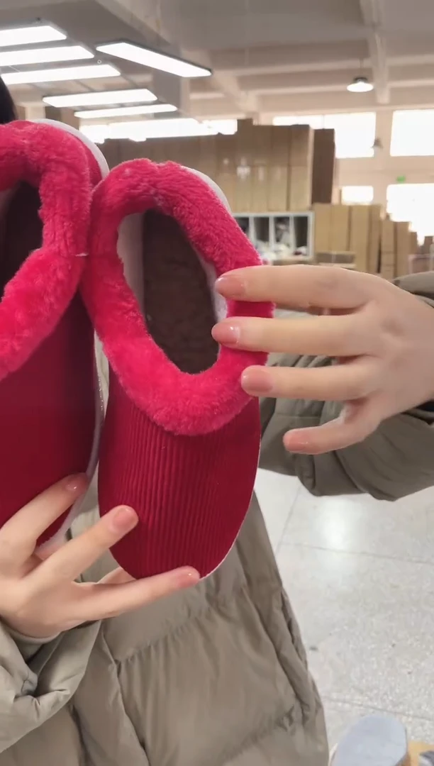 微瑕-红色毛圈棉鞋38码