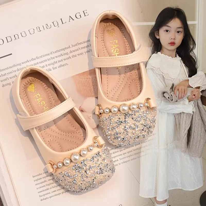 ABC童鞋女童珍珠小皮鞋小香风公主鞋2025夏季新款女宝宝软底单鞋