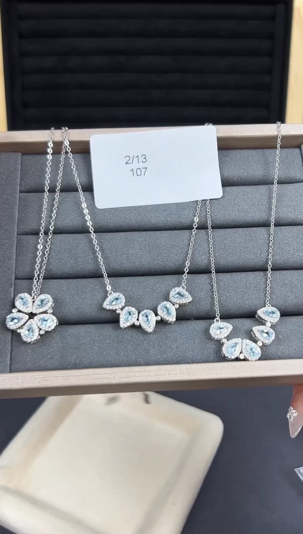 【闪购商品】海蓝宝石项链银S925镶嵌多样性发其一（107）