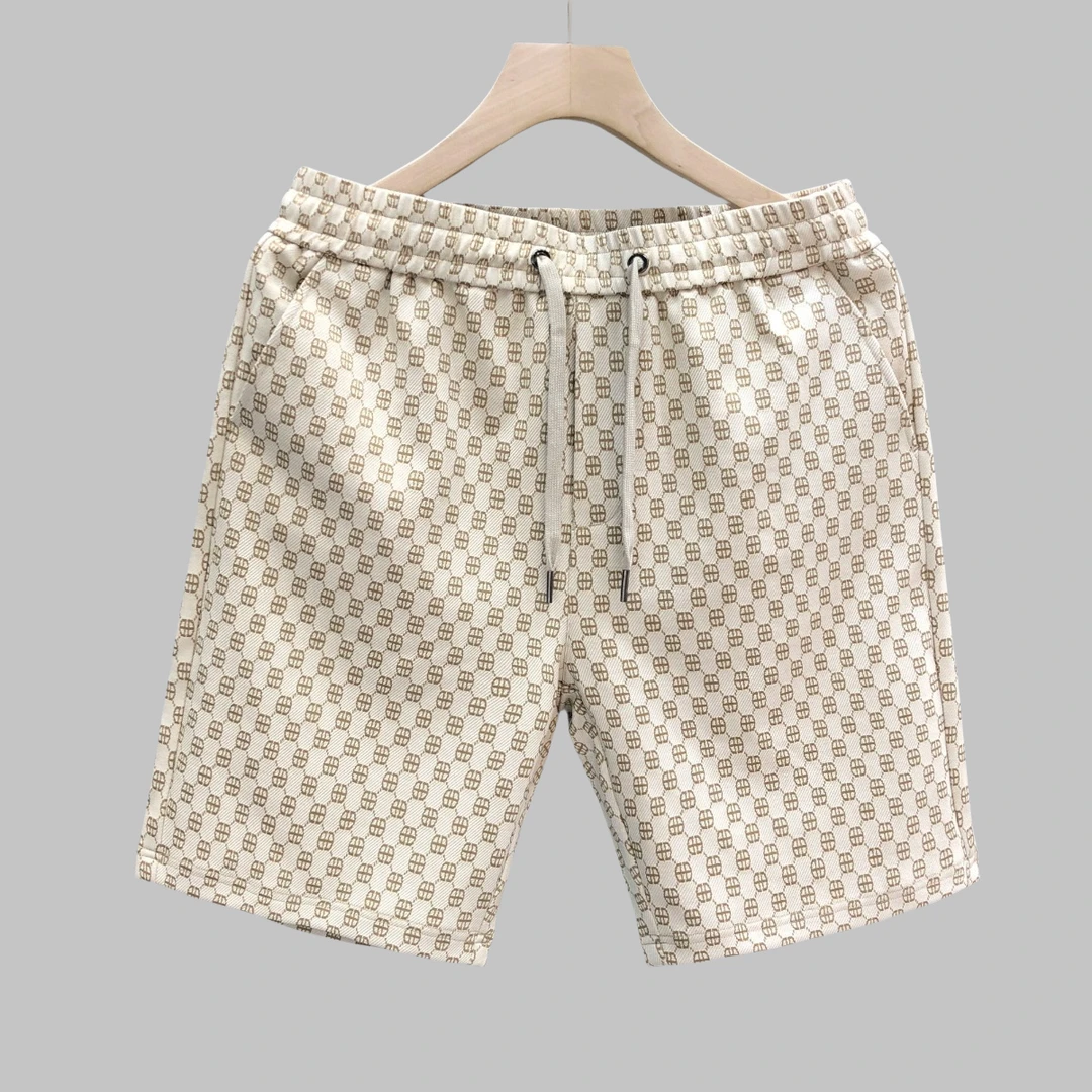 印花短裤男士夏季新款潮高端轻奢痞帅休闲五分裤宽松百搭沙滩裤子