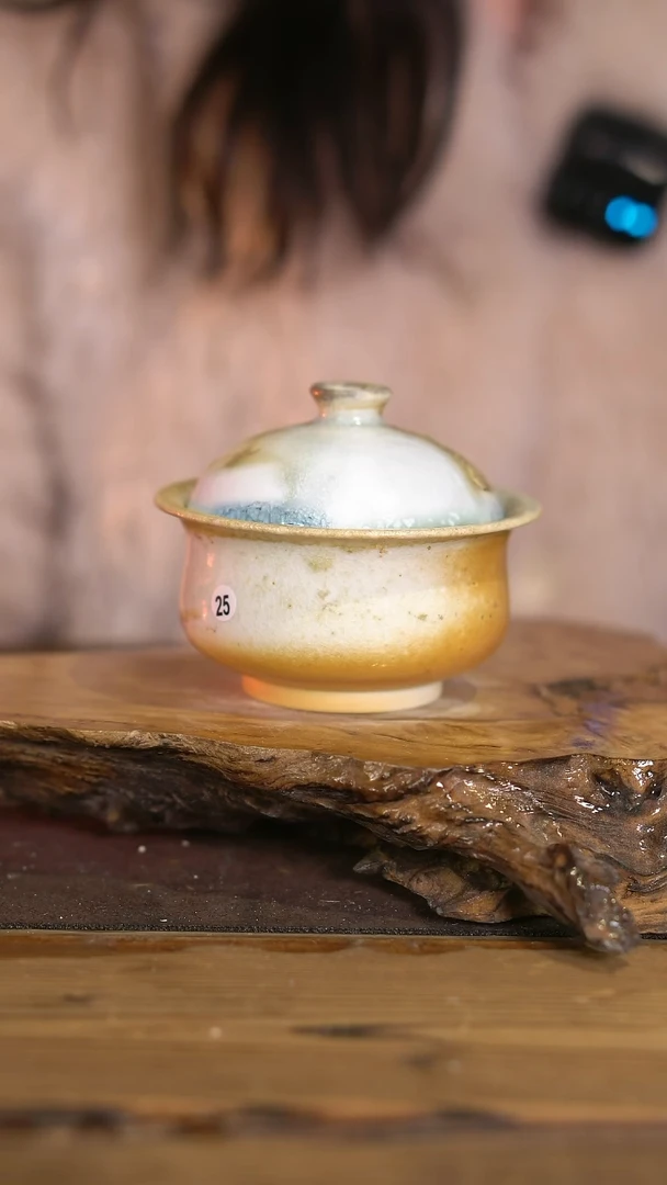 景德镇纯柴烧 中白泥盖碗 101（精品）