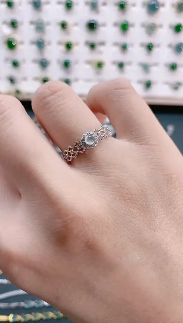 【闪购商品】翡翠戒指银S925镶嵌天然翡翠