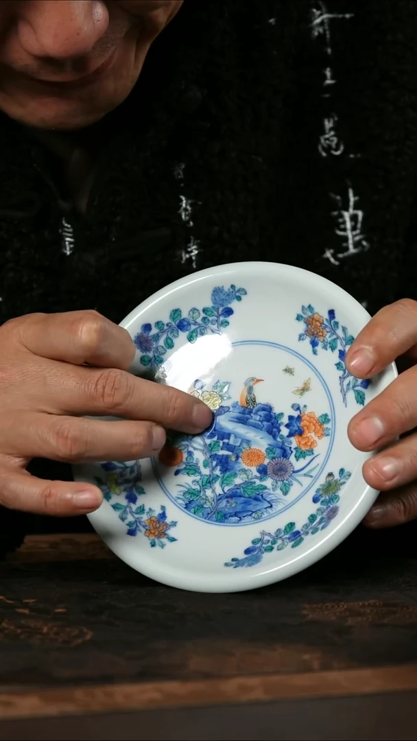 景德镇古彩云霞春意壶承