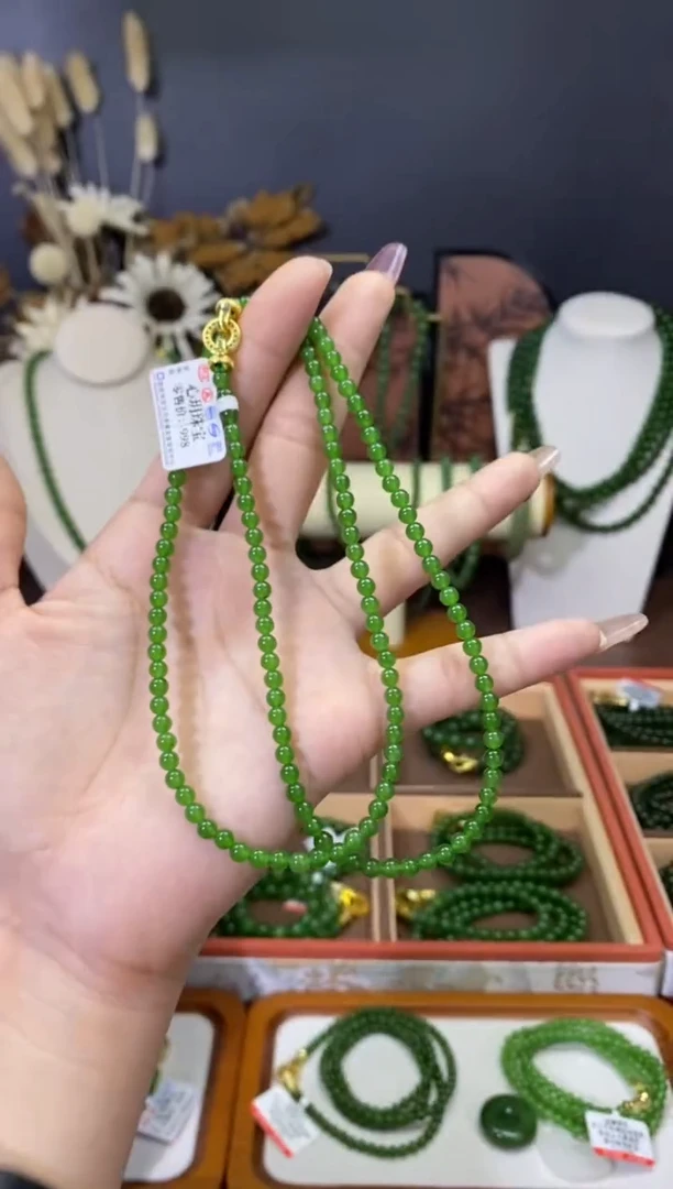 【闪购商品】和田玉（碧玉）颈饰未镶嵌4阳微矿毛衣链