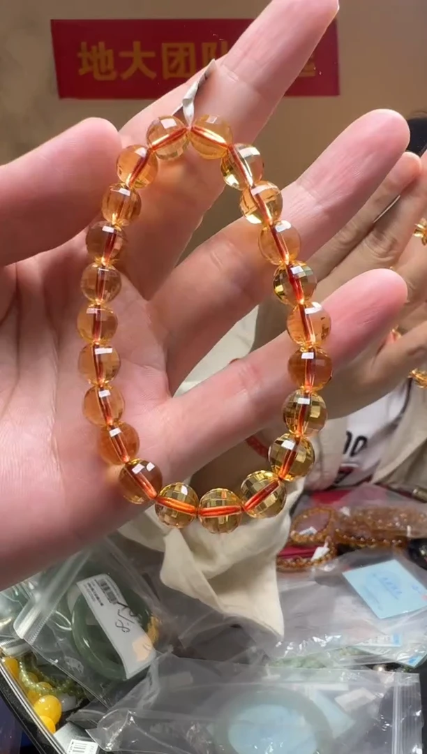 未镶嵌手链水晶约8mm高品黄水晶刻面单圈手串