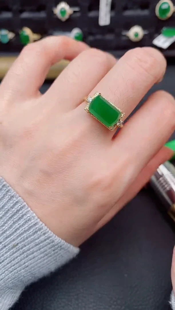 银S925镶嵌戒指翡翠天然a货翡翠415