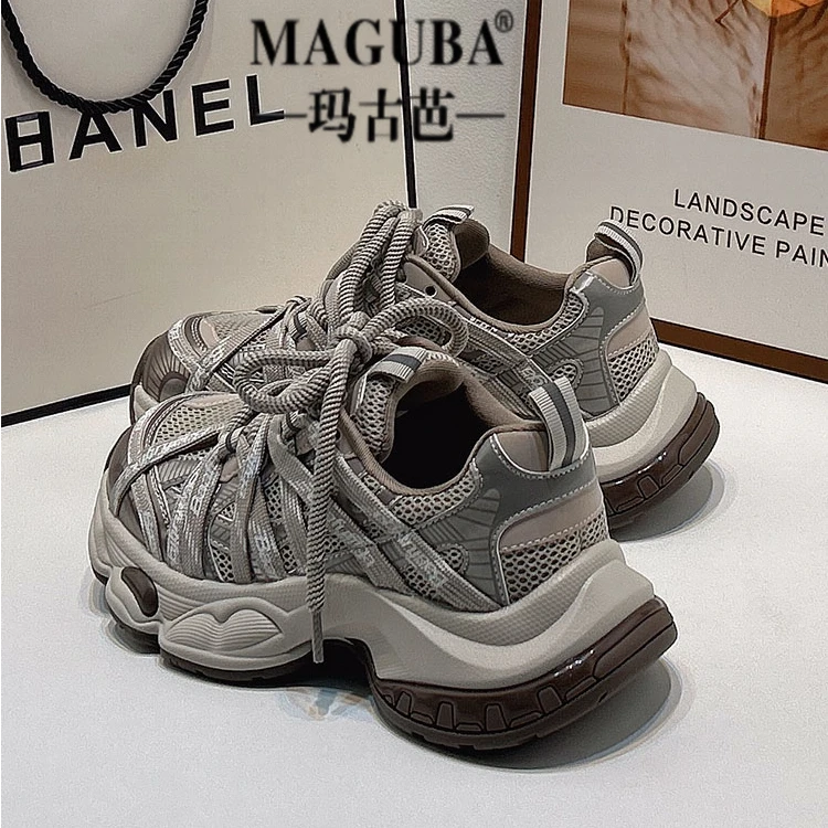 玛古芭轻奢厚底复古老爹鞋女新款防滑轻便运动鞋时尚百搭休闲鞋女