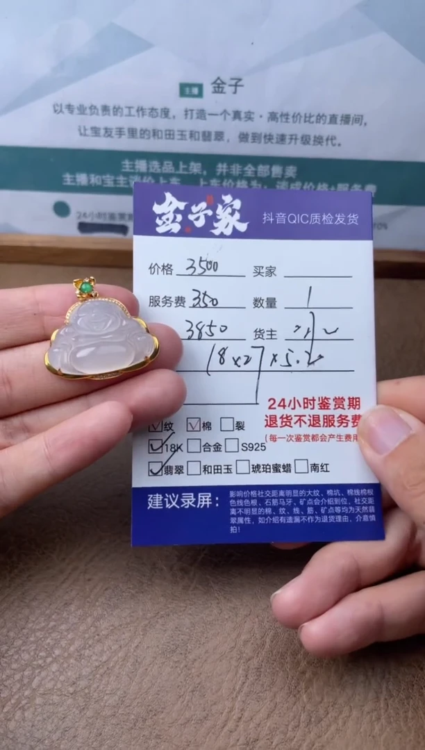 翡翠18K金镶嵌颈饰524242779E