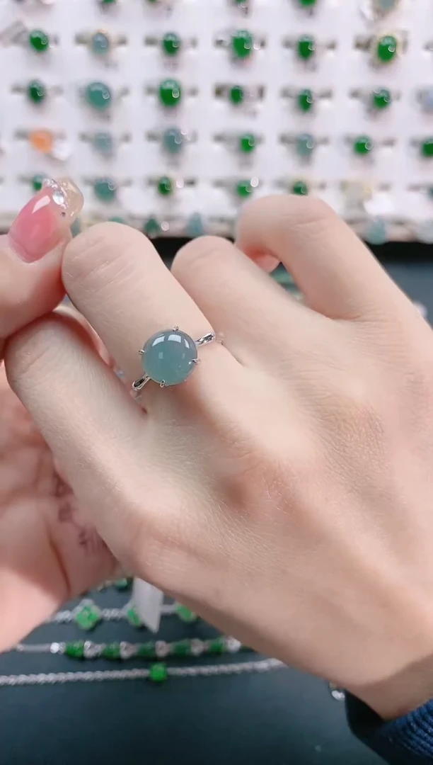 【闪购商品】翡翠戒指银S925镶嵌天然翡翠