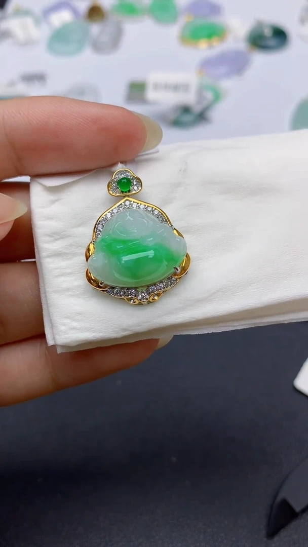 颈饰银S925镶嵌翡翠天然缅甸a货翡翠百元以上9元证书费自理