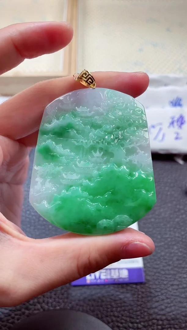 翡翠18K金镶嵌颈饰00005800