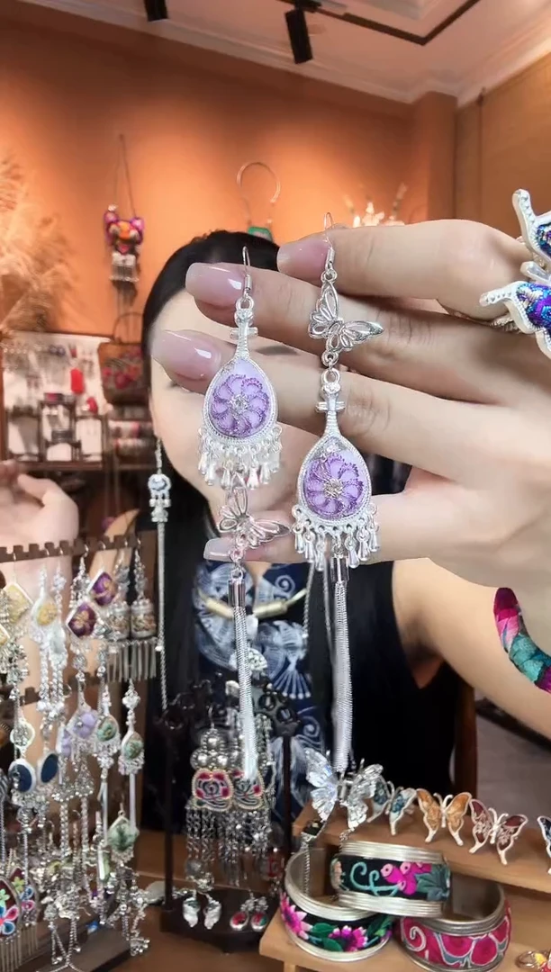 刺绣纯手工民族风耳环