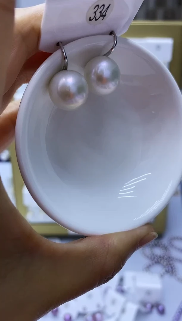 银S925镶嵌耳饰淡水珍珠334