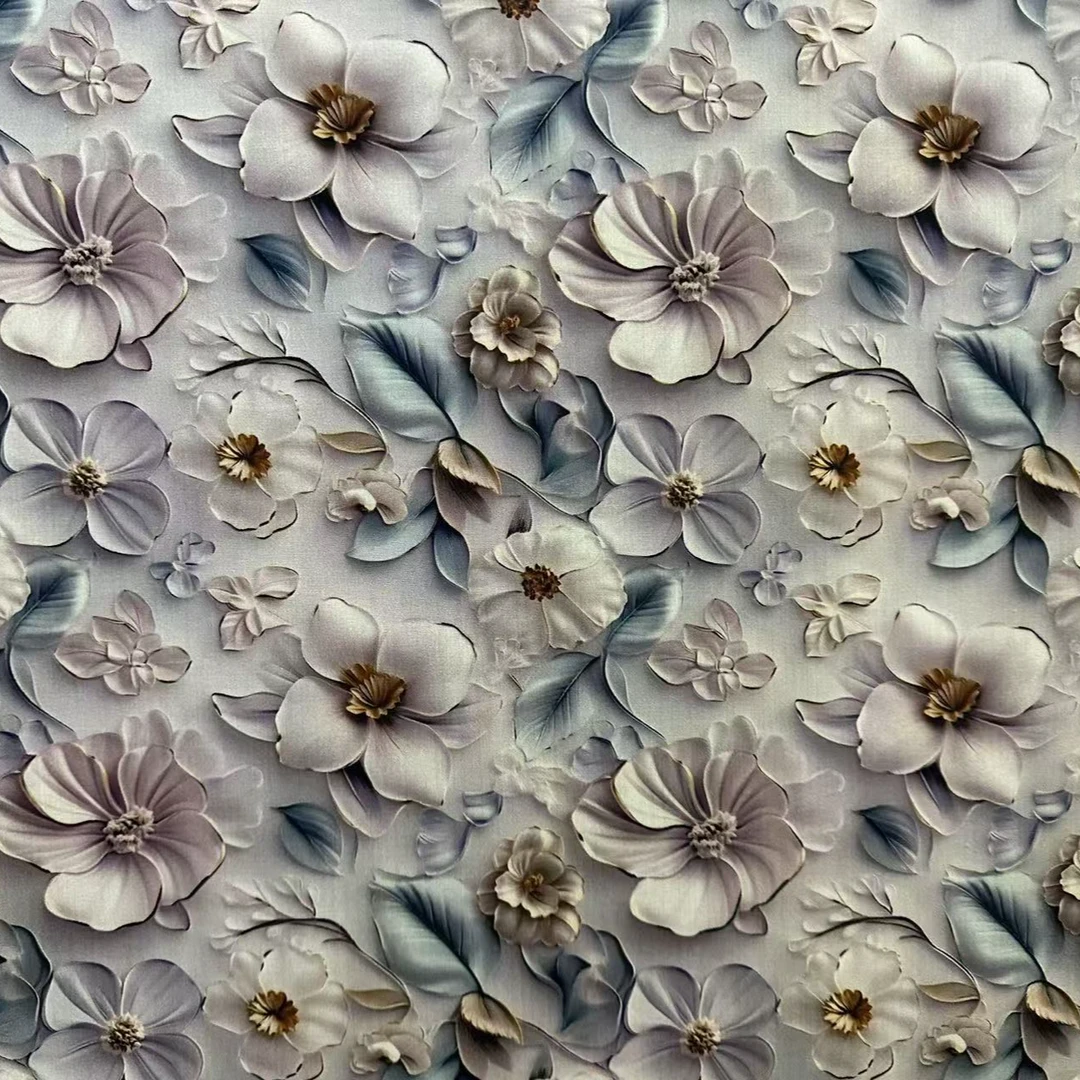 精品棉绸， 5D立体印花 百花