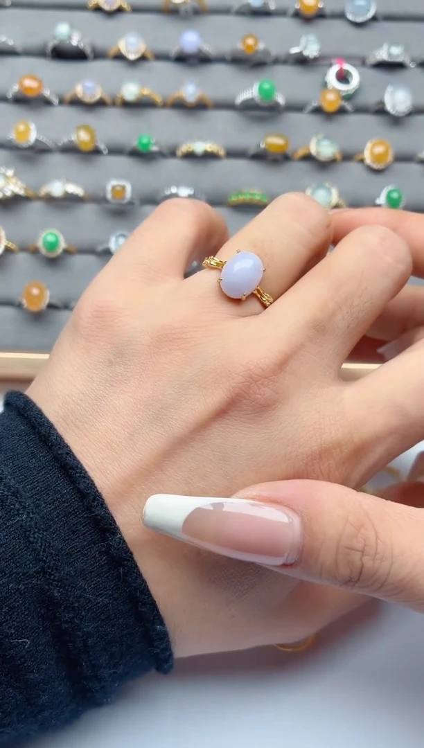 银S925镶嵌戒指翡翠5