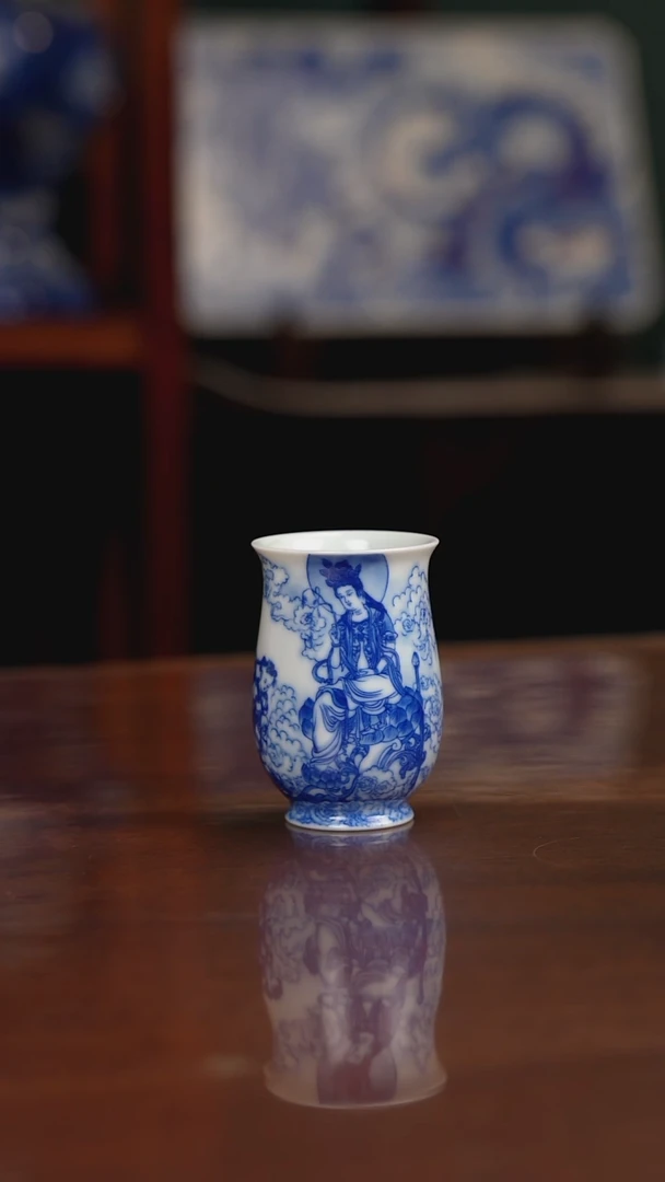 晓竹窑青花童子拜观音