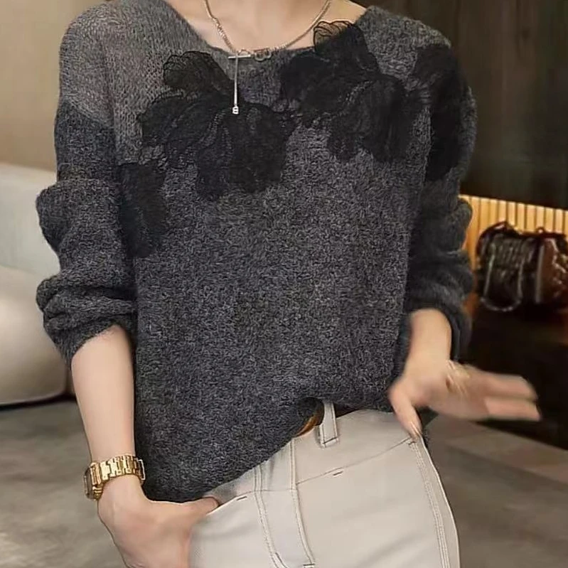 【Jason colors】简约设计感圆领百搭立体装饰纯欲针织上衣