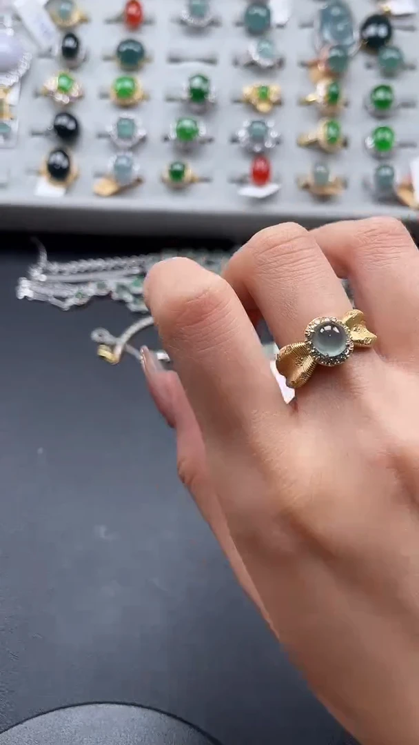 【闪购商品】翡翠戒指银S925镶嵌454454