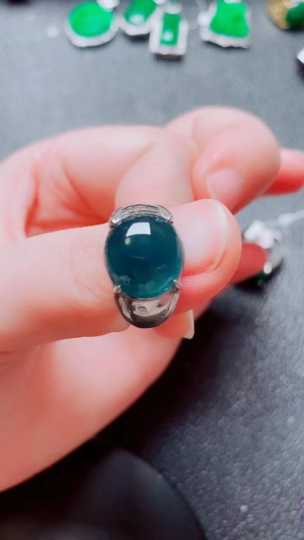 银S925镶嵌戒指翡翠翡翠