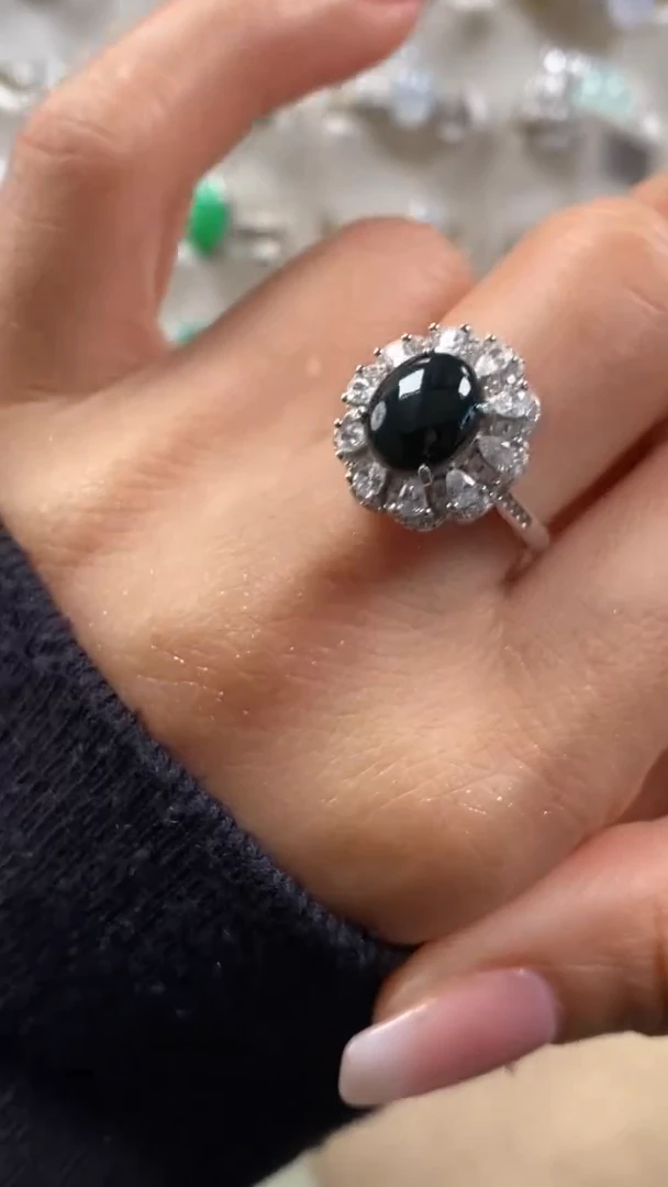 【闪购商品】翡翠戒指银S925镶嵌6757