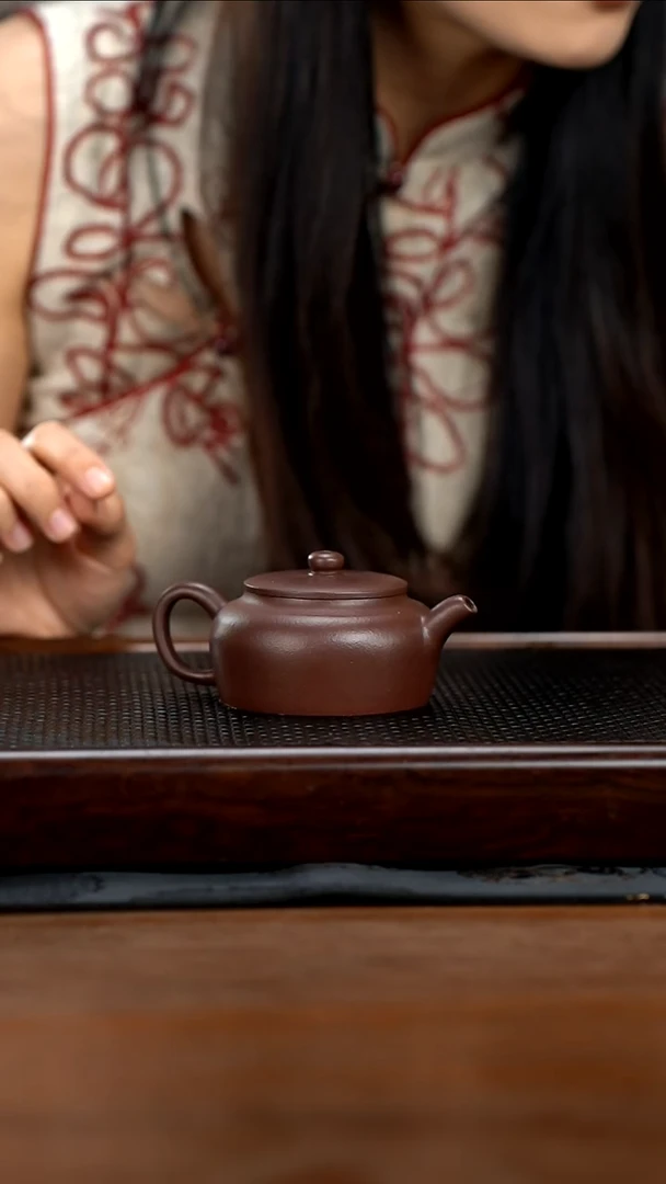 茶壶紫砂130cc黄龙山原矿紫泥平盖17