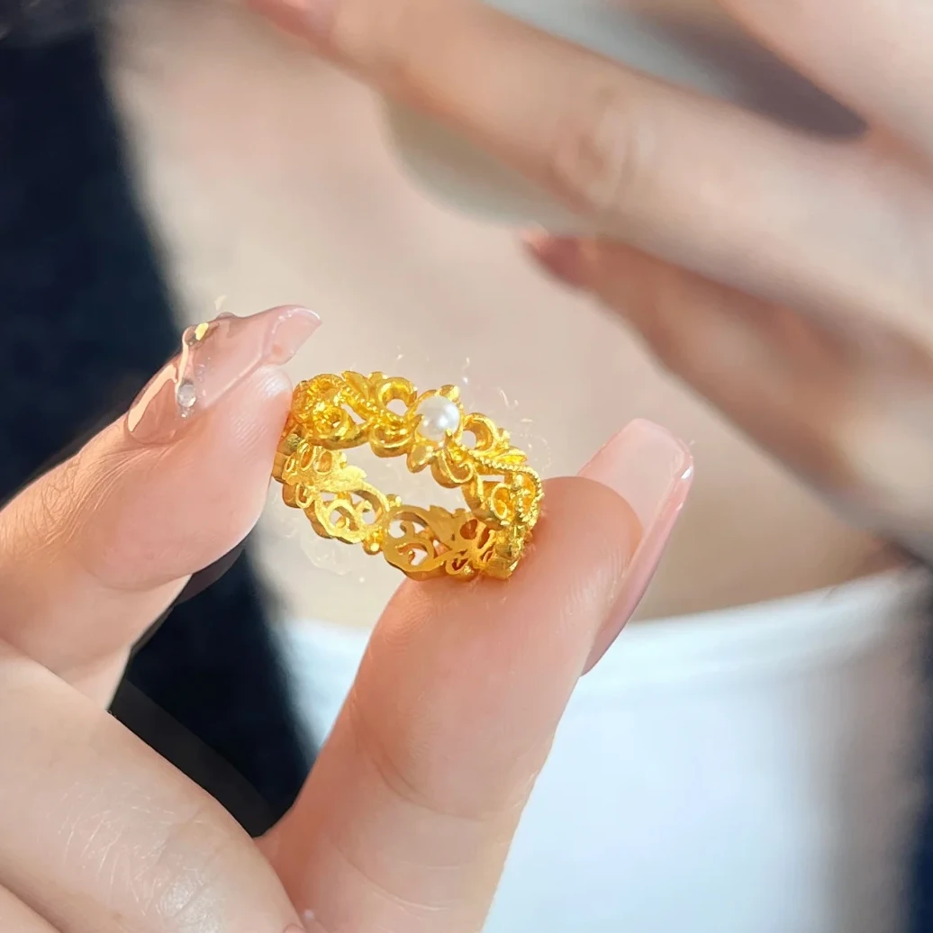 LBJ250709204唐草纹珍珠戒指石膏模具 打金模具 首饰模具