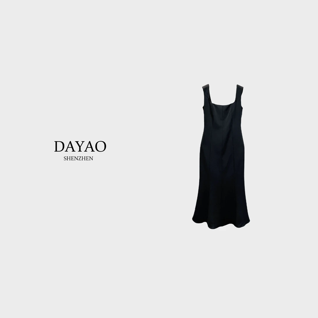 「DAYAO」25s无袖时尚百搭女士吊带长款法式极简连衣裙WYS25166