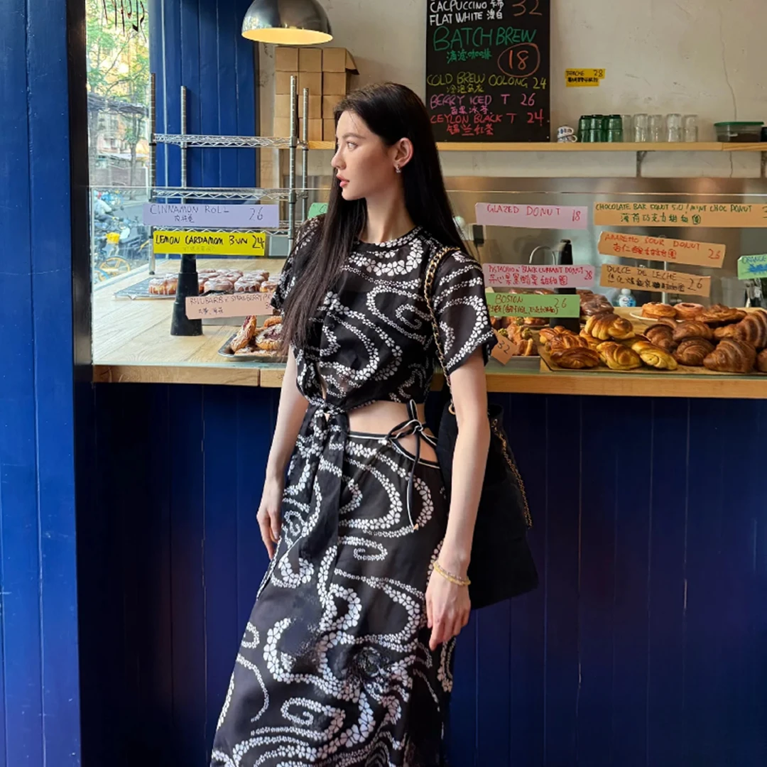 「长芯」高品25S CCOBEACHH高级百搭短款系带短袖  YZ24K01186